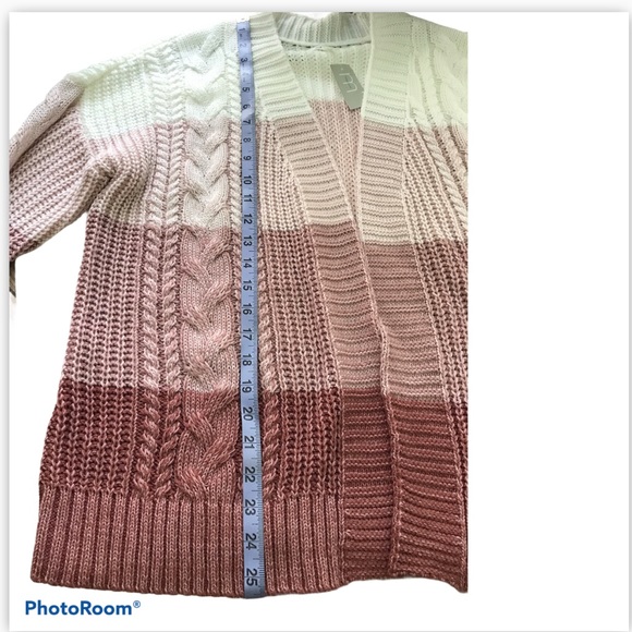 XL Cable Knit Colourblock Open Front Cardigan - Picture 12 of 14